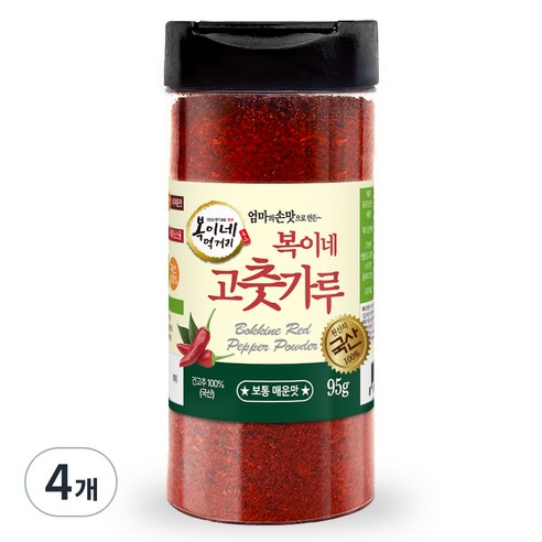 복이네먹거리 국산 보통매운맛 김치용 고춧가루, 95g, 4개