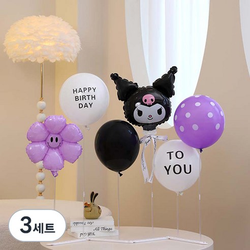 피앤비유니티 02 쿠로미 스마일 생일축하 프리핏 스탠드 세트, 보라, 3세트