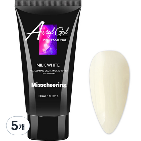 네일블링 인조손톱 네일연장 폴리젤 30ml, 04 밀크화이트, 5개