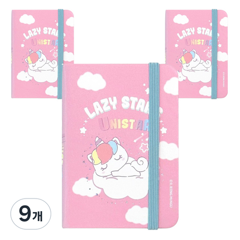 레이지스타 미니 밴딩 양장 노트 80매, 핑크, 9개