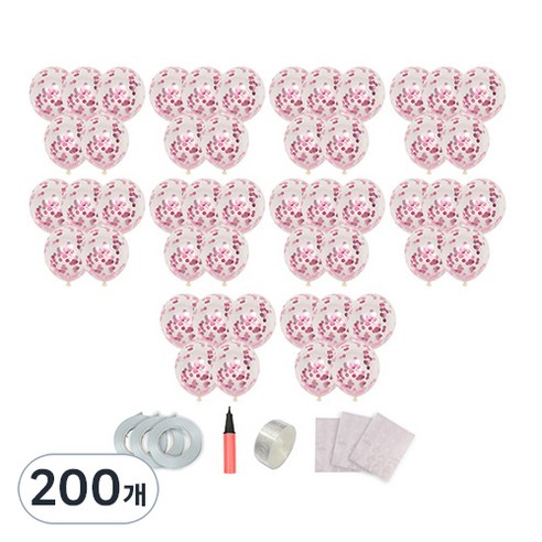 피앤비유니티 컨페티 라운드 풍선 30cm, 06 푸치샤, 200개