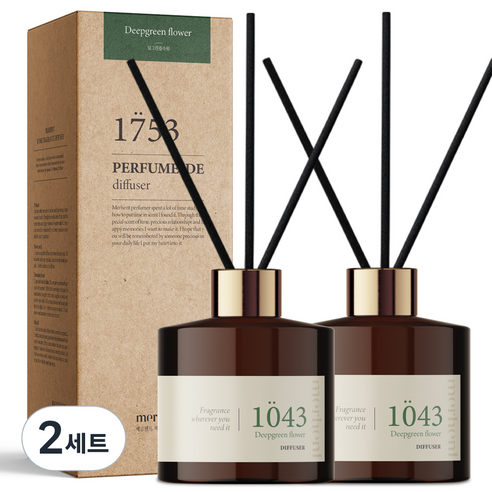 메르헨트 퍼퓸 드 디퓨저 200ml x 2p + 섬유리드 10p 세트, 딥그린플라워, 2세트