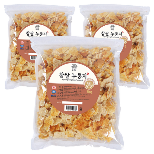 경성당 국내산 찹쌀 누룽지, 1kg, 3개