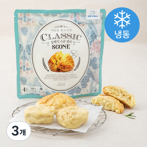 뚝방길홍차가게 클래식 스콘 생지 (냉동), 80g, 4개입, 3개