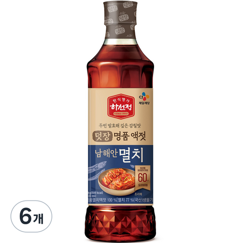 하선정 남해안 명품 멸치액젓, 1kg, 6개