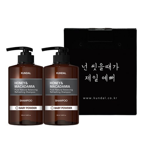 쿤달 허니 앤 마카다미아 네이처 샴푸 베이비파우더향, 500ml, 1개