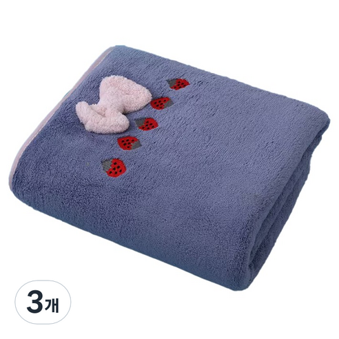 원이네 코랄 리본 바스타월 320g 벨벳, 블루, 3개