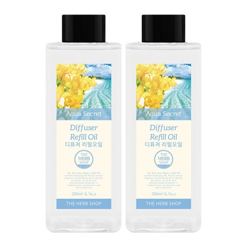 더허브샵 디퓨저 리필오일 2p, 아쿠아시크릿, 200ml, 2개