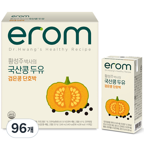 황성주박사의 국산콩 두유 검은콩 단호박, 190ml, 6개