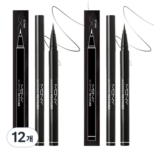 맥퀸뉴욕 워터프루프 펜아이라이너 0.6g, 딥 블랙, 12개