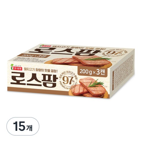 롯데햄 로스팜 97%, 200g, 15개