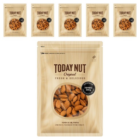 투데이넛 구운아몬드, 300g, 6개