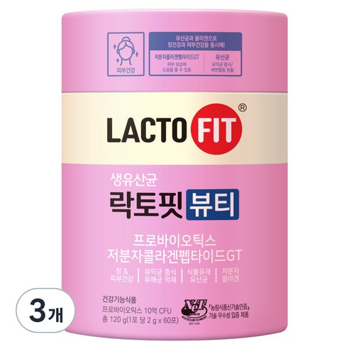 종근당건강 락토핏 생유산균 뷰티 60개입, 120g, 3개