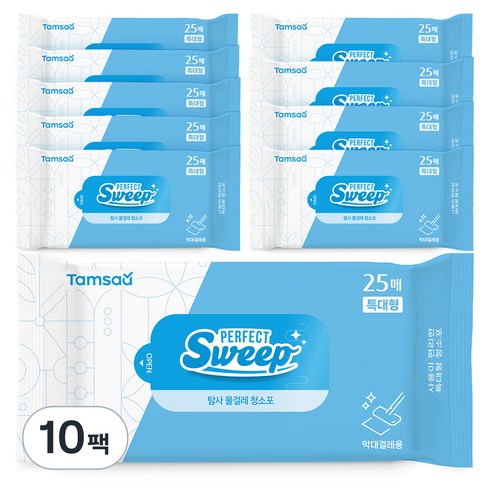 탐사 물걸레 청소포 특대형 25매 리필, 50g, 25매, 10개