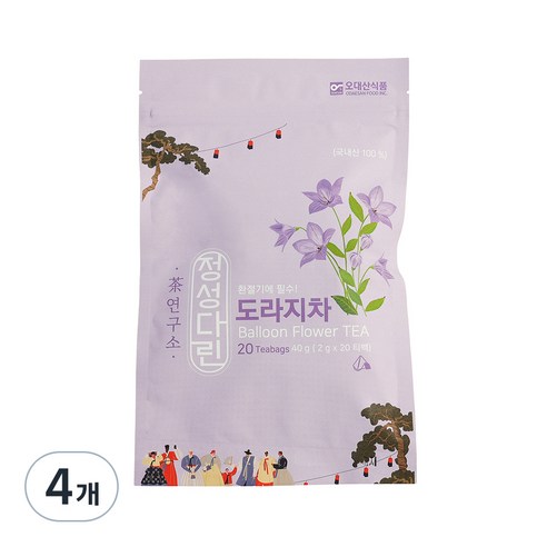 정성다린 도라지차, 40g, 20개입, 4개