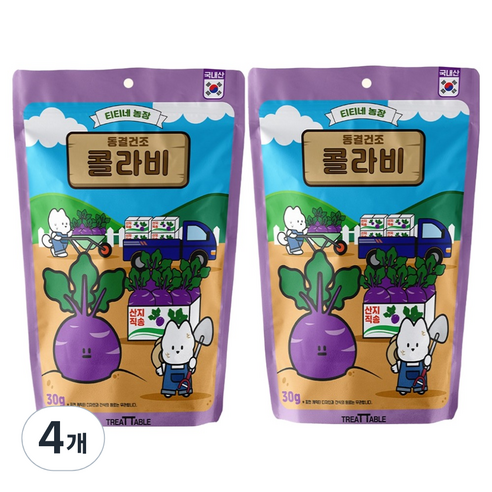 트릿테이블 강아지 티티네 농장 야채 동결건조 간식, 30g, 4개, 콜라비