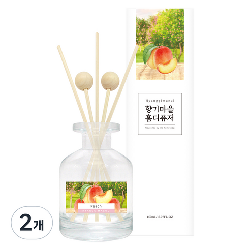 향기마을 실내용 홈 디퓨저 150ml, 복숭아, 2개