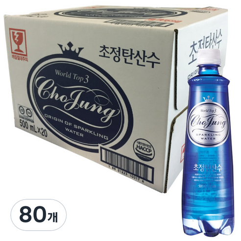 초정탄산수 플레인, 500ml, 80개