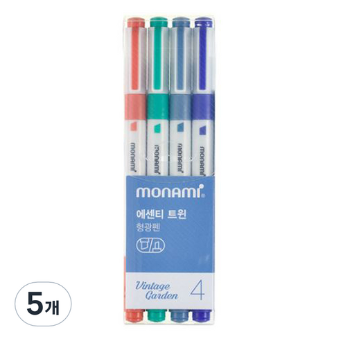 모나미 에센티 트윈 형광펜 4종 세트, 빈티지가든, 5세트