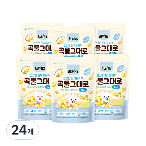 엘빈즈 건강한 현미쌀과자 곡물그대로, 치즈맛, 24개, 30g