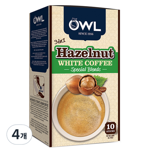 OWL 헤이즐넛 화이트 커피믹스, 20g, 10개입, 4개