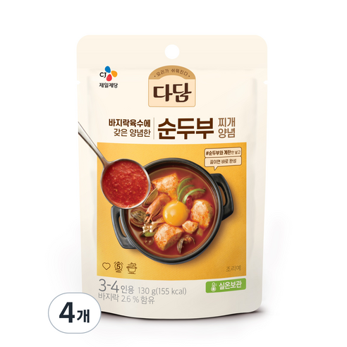 다담 순두부찌개 양념, 130g, 4개