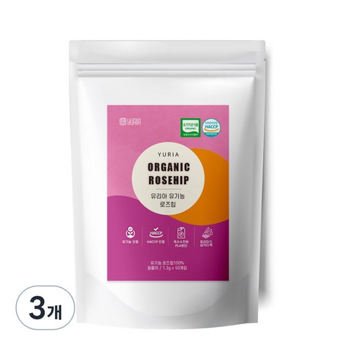 유리아 유기농 생분해 삼각티백 로즈힙차, 60g, 3개