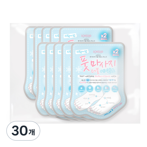 소프리스 풋 마사지 더블에센스 마스크팩 쿨링, 1개입, 30개