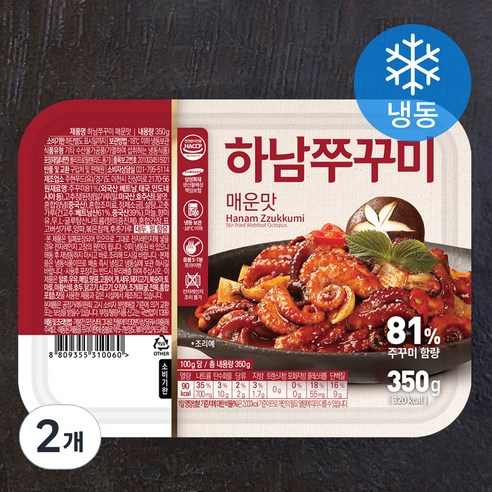하남쭈꾸미 매운맛 (냉동), 350g, 2개