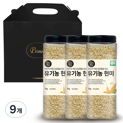 Prime Field 유기농 현미, 1kg, 9개