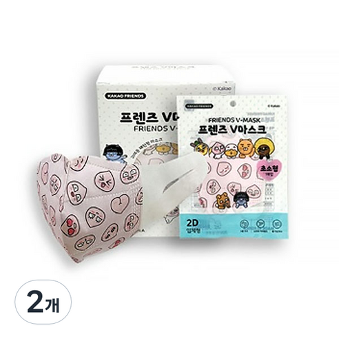 프렌즈V마스크 새부리형 2D 마스크 초소형, 어피치 핑크, 2개, 30개입
