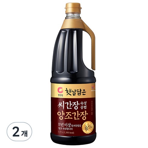 대상 청정원 씨간장 숙성 양조간장 골드, 2개, 1.7L