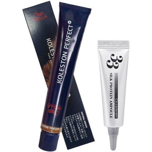 웰라 콜레스톤 퍼펙트 플러스 염색약 80g + 셀리본 33 실크 프로틴 앰플 12ml 세트, (6 / 07), 1세트