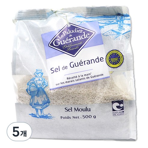 게랑드 가는토판 천일염, 500g, 5개