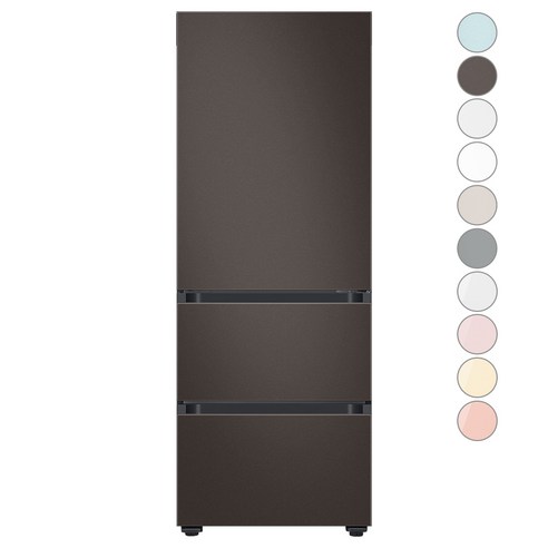 [색상선택형] 삼성전자 비스포크 김치플러스 3도어 키친핏 냉장고 313L 방문설치, 코타차콜+코타차콜, RQ33C74C3AP