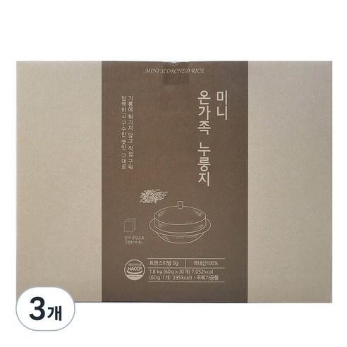 미니 온가족 누룽지, 1.8kg, 3개