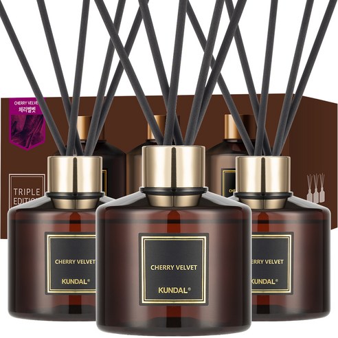 쿤달 퍼퓸 디퓨저 + 섬유스틱 세트, 체리벨벳, 200ml, 3개
