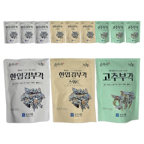 손수식품 손수고 고추부각 60g + 한입 김부각 40g + 스위트 40g 세트, 4세트