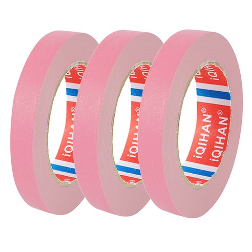 iQIHAN 칼라 마스킹 종이테이프 15mm x 15m, 핑크, 3개