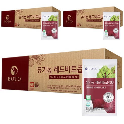 보뚜 유기농 레드비트즙 100, 90ml, 300개입