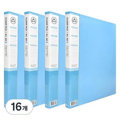 희망사무포인트 리클 클리어 파일 40매, 하늘, 16개