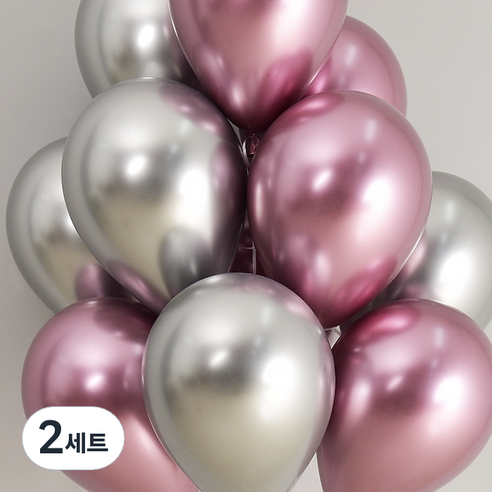 제이벌룬 리플렉스 천장풍선 세트, 핑크 앤 실버, 2세트