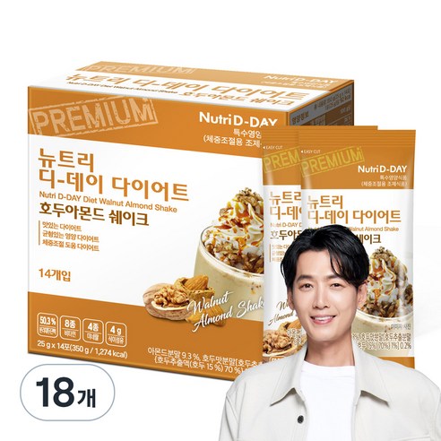 뉴트리디데이 다이어트 쉐이크 호두아몬드 14p, 25g, 18개