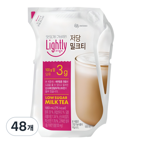 라이틀리 저당 밀크티, 180ml, 48개