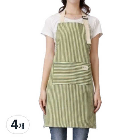 누심비 다용도 줄무늬 앞치마, 그린, 4개
