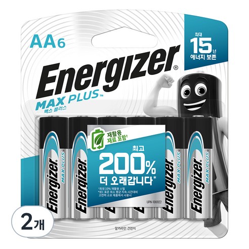 에너자이저 맥스플러스 AA건전지, 6개입, 2개