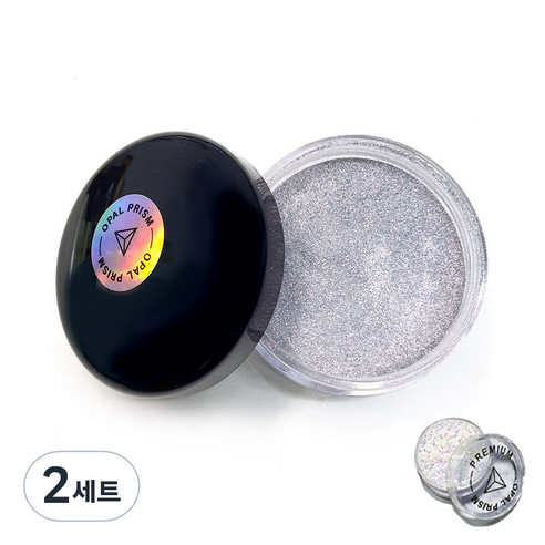 브랜드없음 오팔프리즘 반사글리터 30g + 글리터 랜덤 12ml 네일 글리터/파우더, 실버, 2세트