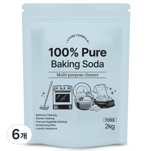 생활공식 100 Pure 베이킹소다, 2kg, 6개