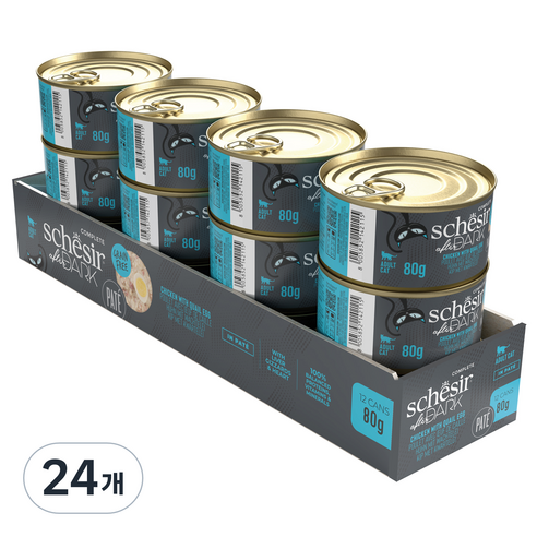 스케지어 어덜트용 쉐지애 애프터다크 파테 닭&메추리알 고양이 주식캔, 닭, 80g, 24개