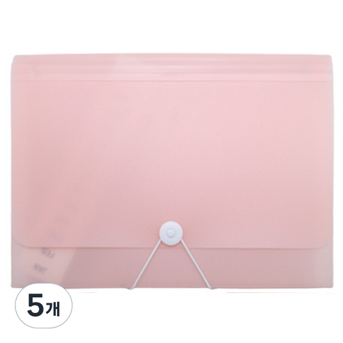 코히모 아코디언 파일 13분류 클리어 인덱스 케이스 4W149, 5개, 반투명 핑크